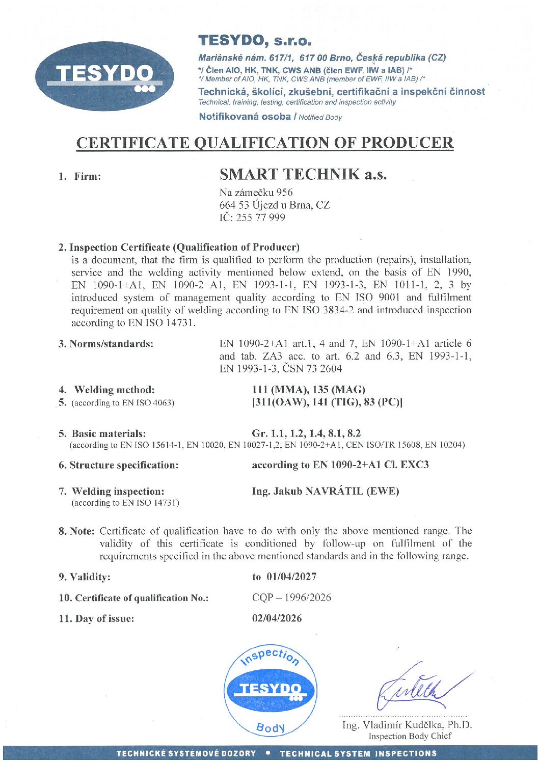 Certifikát způsobilosti výrobce  AJ_platnost do 1.4.2026